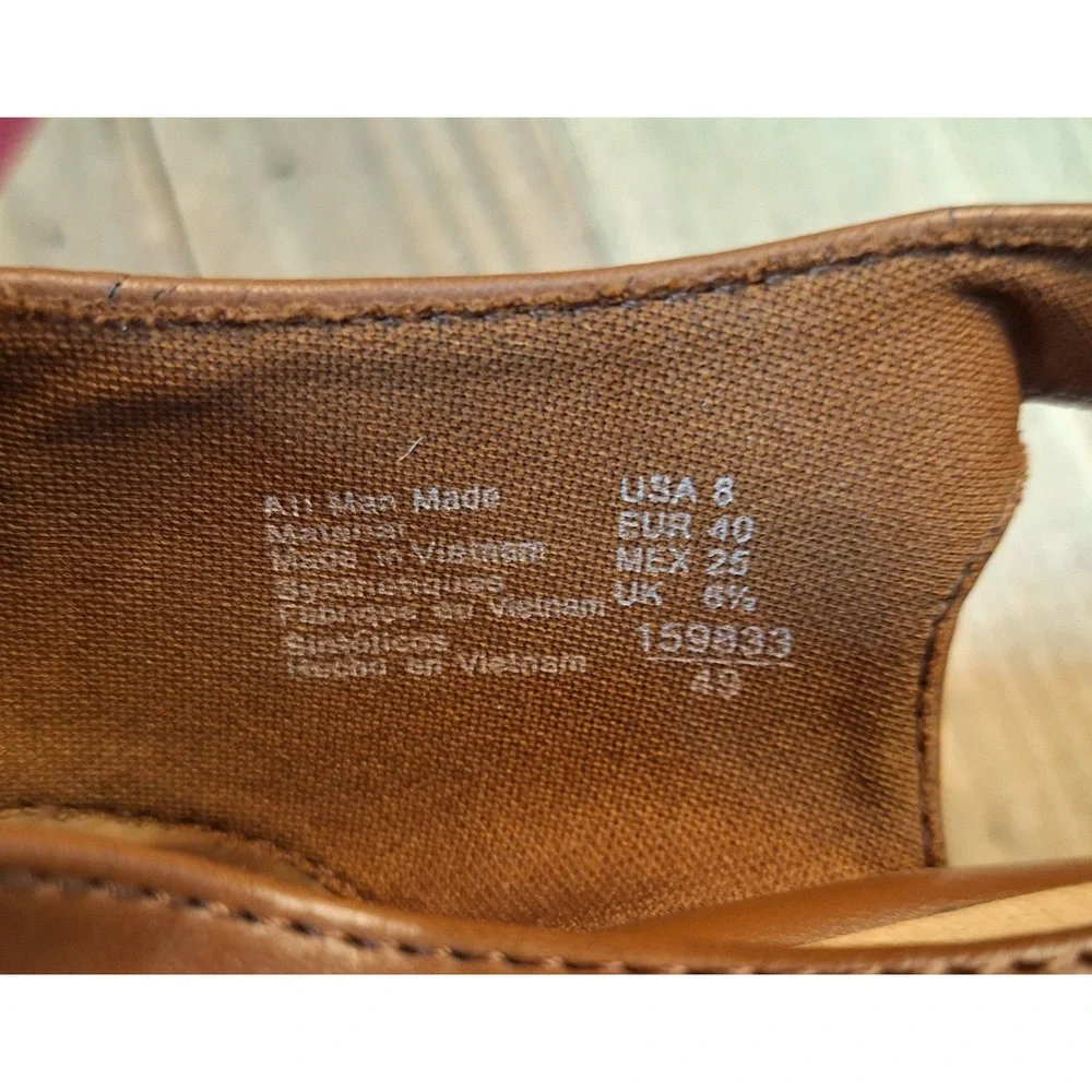 American Eagle Tan Faux‎ Leather Espadrille Wedge Sandals Women Size 8 159833